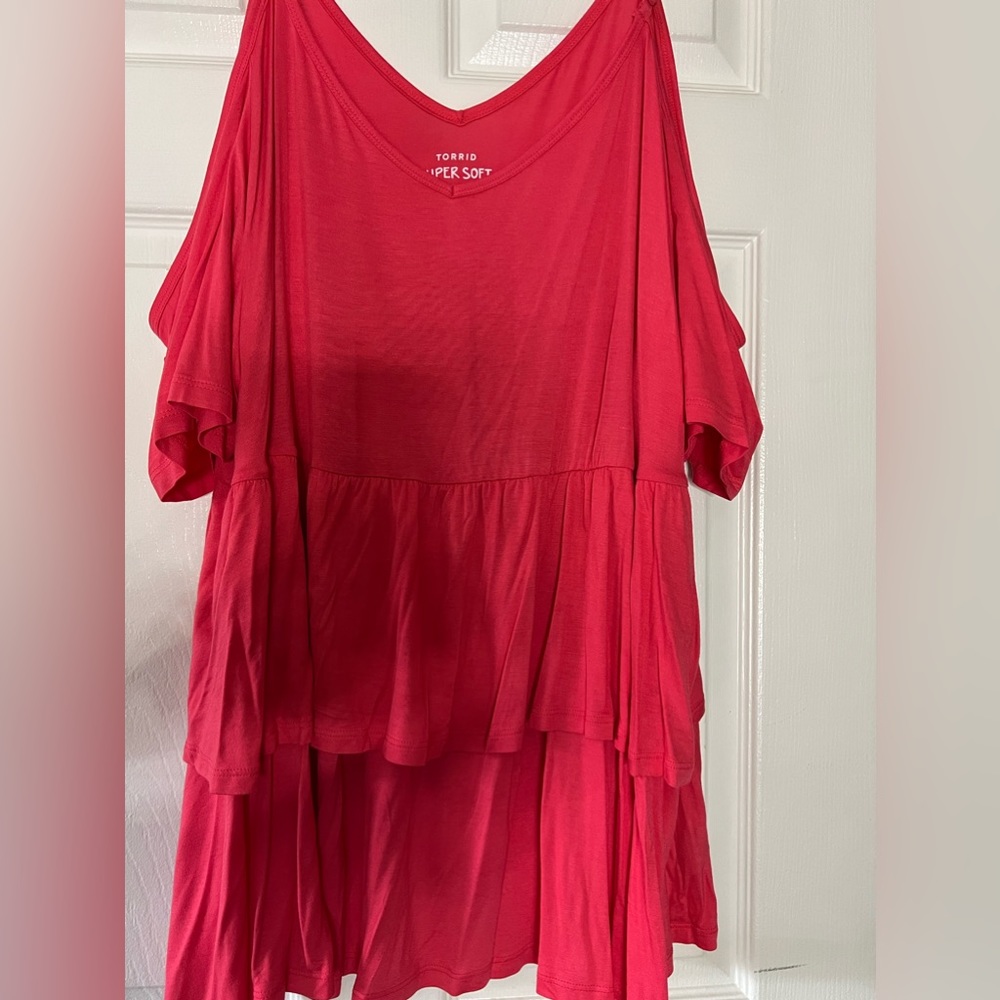 Pink Ruffled Blouse - Plus Size - Picture 2 of 3